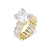 Big Square Diamond Rings Luxe Elegance Bagues de fiançailles pour Accessoires Bijoux Femmes Mode Alliance Zircon