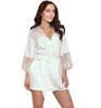 Kadınlar Seksi Dantel Çamaşırı Soyunma Elbisesi Uzun Kollu Mini Nightwear saten Robe Batil Kulübü iç çamaşırı Vintage Robe2602