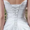 100% de vrais images robes de mariée robes de mariée western blanches / ivoire robes de mariée perlée plis robes de mariée A-Line sans bretelles