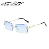 Lunettes de soleil sans monture rectangulaires à la mode femmes 2020 conception de marque cadre en métal années 90 océan lentille lunettes de soleil sans cadre nuances femme S2988976357