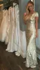 Fashion Champagne Gold Sequins Long Bridesmaid Dresses Sparkly Short Sleeve Backless Wedding Junior Party Gowns Maid of Honor Dresses