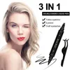 Ögonbryn penna eyeliner penna makeup set 3 par icke-magnetiska falska ögonfransar med pincett set