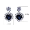 Dangle & Chandelier Charming Beautiful Big Blue Stones Earring Female Jewellery Heart Design Women's Drop Earrings Gifts For 252U