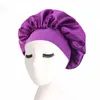 Gorro de noche suave y sedoso para mujer, herramienta para el cuidado del cabello largo, cubierta para la cabeza, gorro para dormir suelto con correas elásticas, gorro de satén