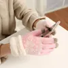 Kvinnors Touch Screen Fleece Handskar Vinter Cashmere Wrist Mouth Längda Förljning Varm Wool Mittens