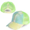 7 styles Baseball Hat Ponytail Baseball Washed Cotton Trucker Caps Snapback Tie-Dye Colorful Mesh Cap
