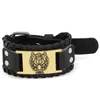 Bangle Nodic Viking Odin Wolf Cuir Amulette Bracelet -Taille ajustable 19-31 Cm1 Inte22