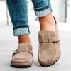 Femmes sans lacet sandales 2020 été décontracté confortable en cuir boucle daim dames chaussures plates doux femme plat pantoufle chaussures