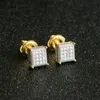 Boucles d'oreilles en argent hip hop s925 boucles d'oreilles en zircon incractées en argent pur micro.