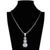 Pendant Necklaces Christmas Gift Iced Out Cubic Zirconia Snowman Stainless Steel Braided Chain Necklace Kalung HipHop Jewelry222n