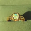 DODO anéis de opala de fogo cor dourada para mulheres joias vintage anéis de noivado de casamento anillos anillos drop DD303207J3337724