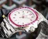 Limited New 5711/113P-01 5711 White Texture Dial Cal.324 SC Automatic Mens Watch Ruby Diamond SS Steel Bracelet Sport Watches Hello_watch