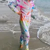 VERTVIE Tracksuit Women Two Piece Running Set Pants Hooded Tops Tie Dye Hoodies Ropa Mujer Summer 2 Piece Sweat Suits Sportswear