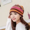 Mooistar # W003 Mulheres Stripe Hat Ruffle Cancer Hat Beanie Scarf Collar Turban Cap Envoltório principal