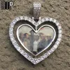 Hip Hop Custom Made Photo Heart Obrotowy Dwustronny ICed Out Bling Cubic Cyrkon NecklacePendant Dla Mężczyzn Biżuteria Łańcuch tenisowy