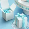 50 adet 2 1/2" Kare Beyaz Şeker Kutuları Yana Çikolata Sahipleri doğum günü partisi Tatlı Kutuları Pişirme Bebek Hediye Paketi Kutusu Malzemeleri