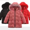 Giacche Vestiti per bambina Cappotto invernale, Piumino spesso per bambini, Giacca con cappuccio con collo in pelliccia lunga tasca calda