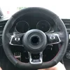 Черное замшевое покрытие на рулевое колесо для Volkswagen VW Golf 7 GTI Golf R MK7 VW Polo GTI SCIROCCO 2015 2016 автомобильные аксессуары