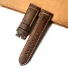 High Quality 24mm Dark Brown Crazy Horse Genuine Leather Watchband Wristband FITPAM PAM111 PAM441 PAM914 Watch Strap Belt233F2128027