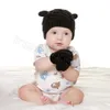 Babyhandskar beanie hatt set nyfödda vinter vantar för barn baby toddler barn stickad varm fleece fodrad termisk för pojke tjej 0-18m FF4458