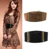 Dames Dame Elastische Gesp Brede Tailleband Retro Corset Stretch Taille Riem Mode Zwart Brown230b