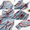 Women Pajamas Sets Sleepwear Sexy Lingeries Floral Printed Pajamas Robe for Ladies Night Suit Spring Autumn Homewear Pijamas 200919