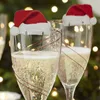 10Pcs/Lot Christmas Decorations Cards Christmas Wine Bottles Decor Cards Santa Wine Glass Decoration Hat New Year Party Supplies BH4061 TQQ