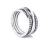 Duże zestawy ślubne Pierścień Autentyczny 925 srebrny Clear Cled Cz Pierścienie dla kobiet biżuteria R0281325G