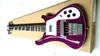 高品質4文字列電気ベースギター、バスウッドボディメープルネック、明るい紫色のペイント、ハードウェアを読む、送料無料