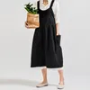 Women Cotton Linen Bib Apron Sleeveless Pinafore Home Cooking Florist Dress2390