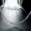 8 Storlekar Tillgängliga Real 925 Sterling Silver 4mm Figaro Chain Necklace Womens Mens Kids 4045506075cm smycken Kolye krage8631011