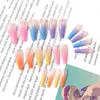 20Pcs/Set Reusable False Nail Tips Full Cover Rainbow Gradient Nail Tips with Designs Press On Nails Art Fake Extension