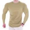 Nowy projektant Moda Tee Męskie Solidna Kolor Okrągły Neck Z Długim Rękawem Tshirt Gym Długie Koszulki Casual Męski Szybki Suchy Slim Fit