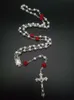 Rose Pearl Rosary Cross Wisianty Naszyjniki koraliki winorośl długi styl łańcuch swetra katolicki Jesus Jewelry Mix 6 kolor 12pcs5283597