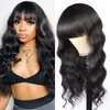 Allove Brazilian Body Wave Loose Deep Curly Hush Hair Wigs with bangs peruvian straight kinky curly none lace hair hair ma8623850