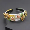 Hårklämmor Barrettes Blomma färgade strass pannband Barock Fashion Luxury Metal Multicolor med 5921