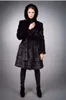 새로운 겨울 여자 착실히 보내다 긴 소매 밍크 모피 코트 긴 외투 블랙 여성 재킷 플러스 사이즈 S-6XL