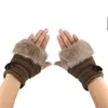 Женщины девушка теплый зимний из искусственного меха наручных перчаток без пальцев Mittens1