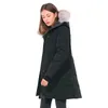 Piumini da donna firmati Cappotto invernale Canada Pelliccia lunga in lana Spessa calda Piumino con cappuccio rimovibile rosso Doudoune Femme Outwear per le donne