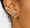 Rainbow Rhinestone Hoop Earrings for Women Girls Colorful Crystal Huggie Earrings Fashion Jewelry Dazzling Circle Earrings 12 colors Epacket