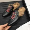 Läder Loafers Muller Fur Tofflor Mode Män Kvinnor Princetown Tofflor Dam Casual Mules Flats Skor Med Spänne