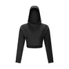 Fitnessstudio-Kleidung für Damen, Lu-Jacke, Yoga-Outfits, Baumwolle, kurze Kleidung zum Öffnen des Bauchnabels, Laufen im Freien, Fitness-Shirt, Workout, Sport, langärmeliger Kapuzenpullover