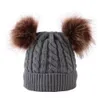 DHL UPS 5 couleurs bébé enfants chapeaux tricotés qualité Double Poms boule de fourrure hiver casquettes chaudes en plein air Skullies Beanies8614416