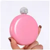 Crystal Lid Flask Creative 304 Stainless Steel Wine Alcohol Liquor Flask for Women Girls Men Party Hand size Flask 5OZ