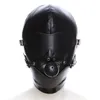 BDSM Escravo couro Bondage Headgear HOTE Sensory Privação Restringir capa com máscara de olho boca gag fetiche ferramenta sexual para homens mulheres t200909