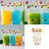 DIY 500 ml de jus jetable Pouchette transparente plusieurs couleurs givrées de boisson auto-soutien avec boisson en plastique d'été 0 23xc G2