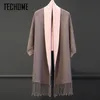 2017 Winter Mode Marke Kaschmir Zweiseitige Schal Frauen Schal Cape Decke Solide Foulard Mit Fransen Lange Ärmeln Pullover5925251