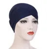 Beanie/Skull Caps Kvinnor Solid Color Bandana Muslim Scarf Cap Elegant Chemo Hat Wrap Stretchy Cross pann Turban India Head J8C5 Chur22