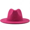 Män Kvinnor Bred Brim Ullfilt Jazz Fedora Hats British Style Trilby Party Formell Panama Cap Svart Gul Klänning Hat 56-58cm