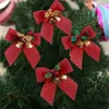 繊細なボウノットクリスマスギフト弓とベルズdiy bowsクラフトクリスマスツリー装飾クリスマス蝶ネクタイ8*8cm